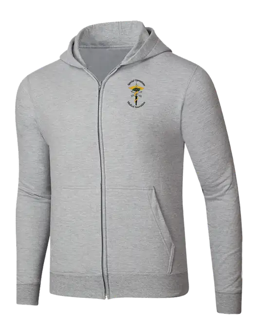 Light Grey Heather 8.5 oz Ring Spun Zip Hooded Sweatshirt w/SOMA Logo
