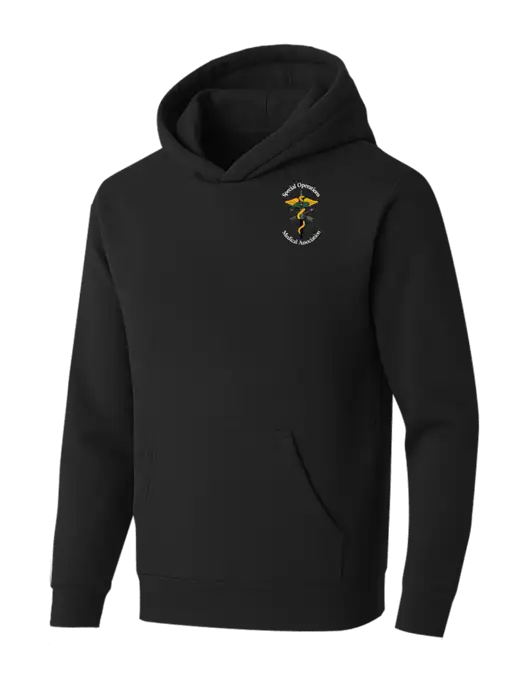 BELLA+CANVAS Black Sponge Fleece Pullover Hoodie w/SOMA Logo