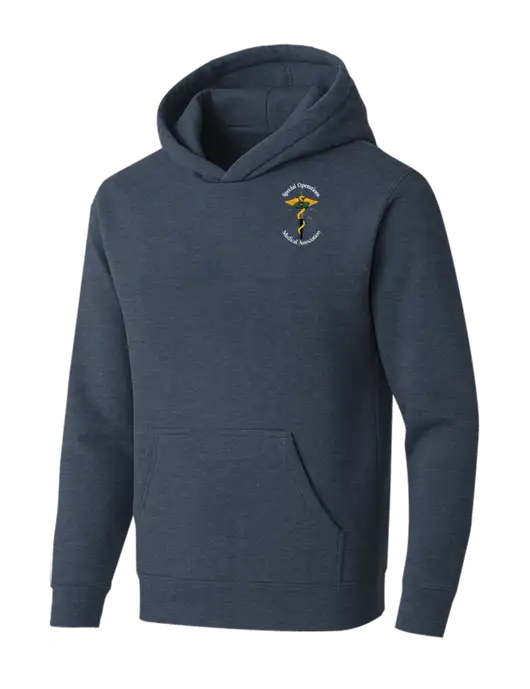 BELLA+CANVAS Heather Navy Sponge Fleece Pullover Hoodie w/SOMA Logo