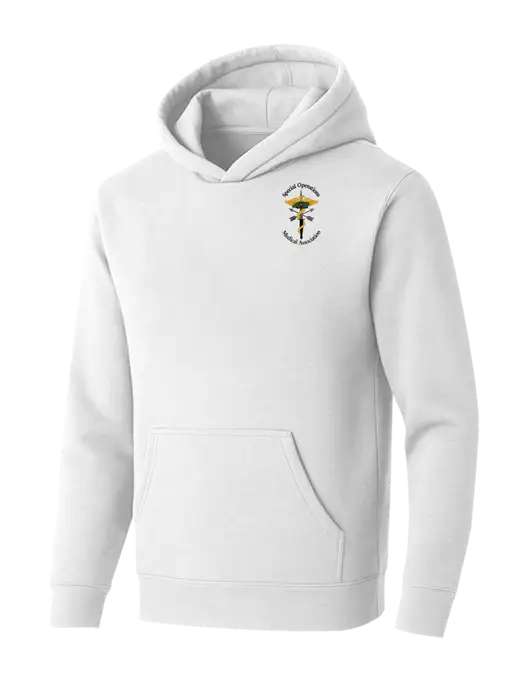 BELLA+CANVAS Heathered White Sponge Fleece Pullover Hoodie w/SOMA Logo
