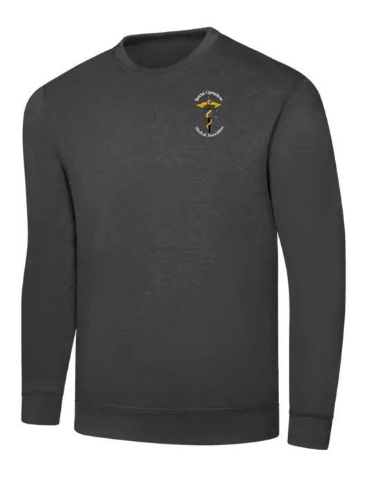 Dark Heather Grey 7.8 oz Ring Spun Crew Sweatshirt w/SOMA Logo