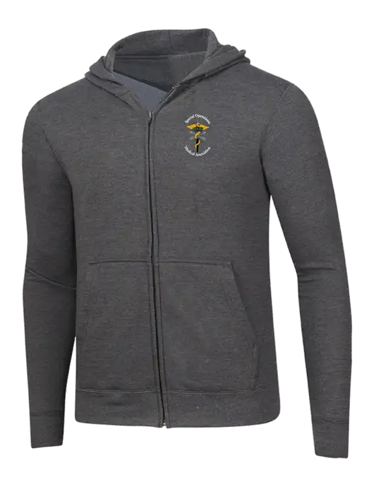 Dark Heather Grey 8.5 oz Ring Spun Zip Hooded Sweatshirt w/SOMA Logo