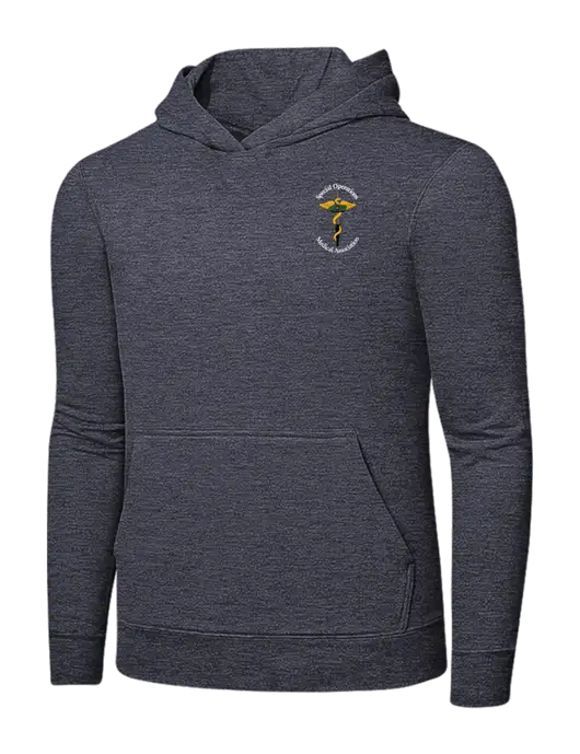 Heather Navy 7.8 oz Ring Spun Hooded Sweatshirt w/SOMA Logo
