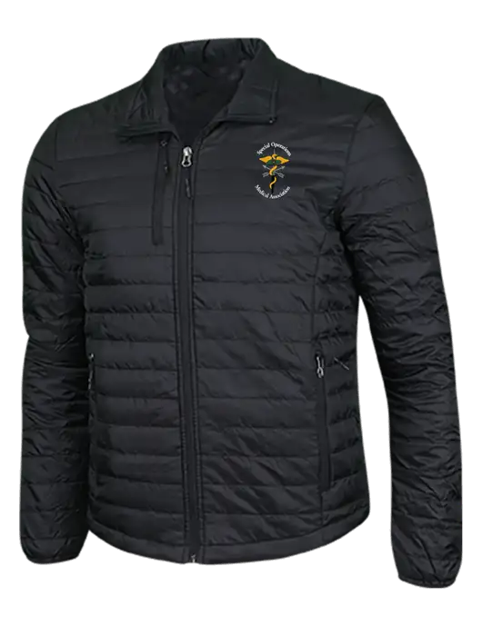 Deep Black Puffy Packable Jacket w/SOMA Logo