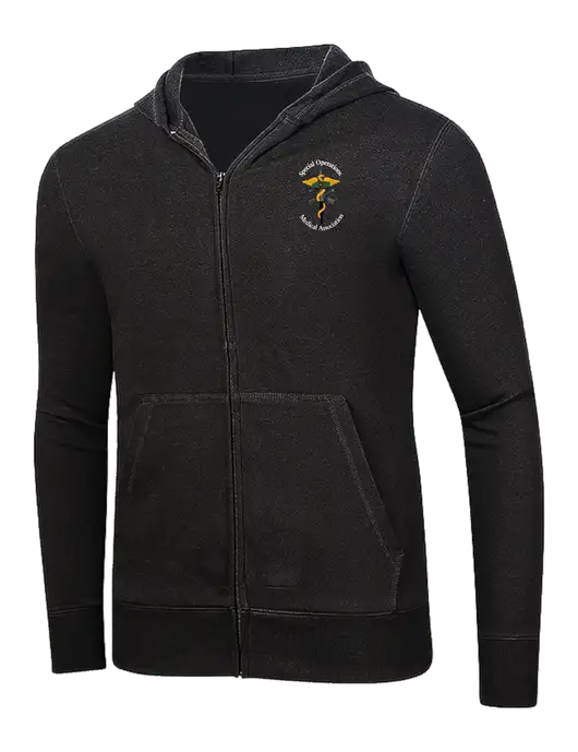 Full-Zip Black Heavyweight Hooded Sweatshirt w/SOMA Logo