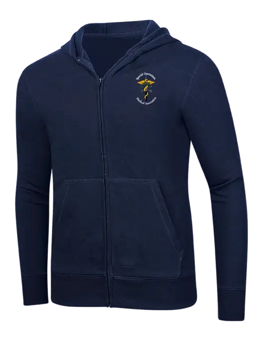 Full-Zip Navy Heavyweight Hooded Sweatshirt w/SOMA Logo