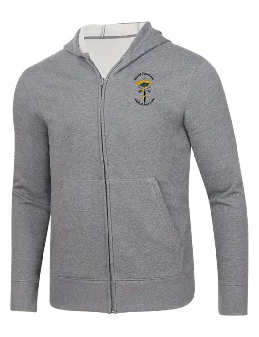 Full-Zip Medium Grey Heather Heavyweight Hooded Sweatshirt w/SOMA Logo