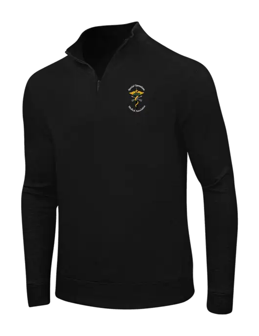 Deep Black/Charcoal Heather Interlock 1/4 Zip w/SOMA Logo