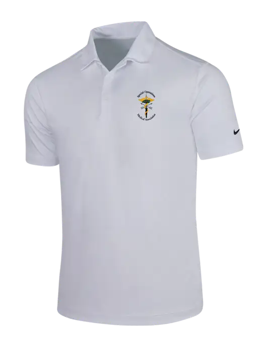 NIKE White Dri-Fit Vertical Mesh Polo w/SOMA Logo