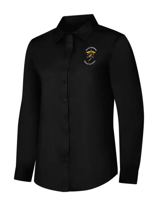 Womens Black Long Sleeve Superpro React Twill Shirt w/SOMA Logo