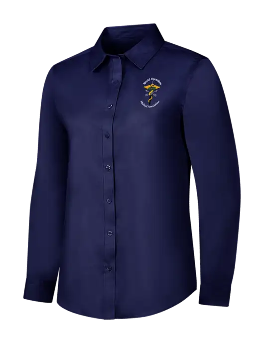 Navy Womens Long Sleeve Superpro React Twill Shirt w/SOMA Logo
