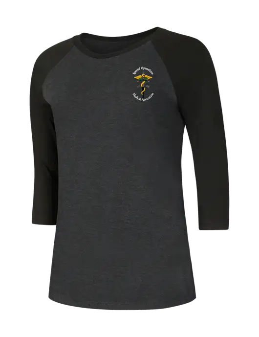 Womens Simply Soft 3/4 Sleeve Black/Black Frost Ring Spun Cotton T-Shirt w/SOMA Logo