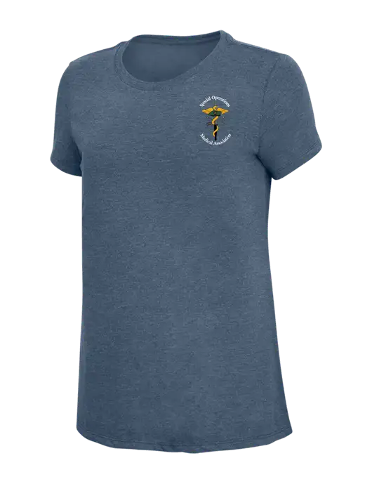 Womens Simply Soft Navy Frost 4.5oz  Poly/Combed Ring Spun Cotton T-Shirt w/SOMA Logo